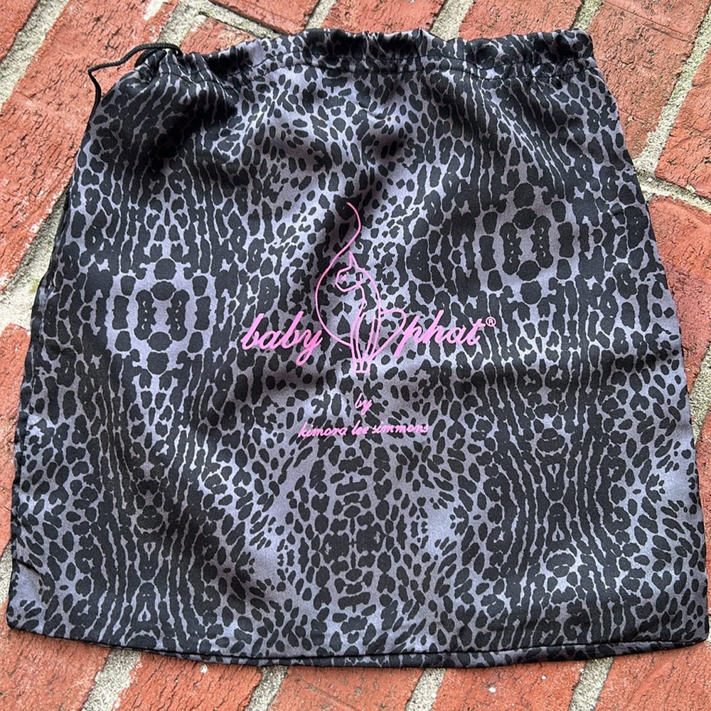 Baby Phat Vintage Charcoal/Black Animal Print Drawstring 3Pc.Set Dust Bags